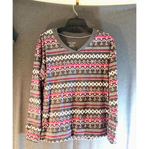 Nautica Pajamas Sleepwear Set Girls Size XS Gray White Pink Long Sleeves V Neck